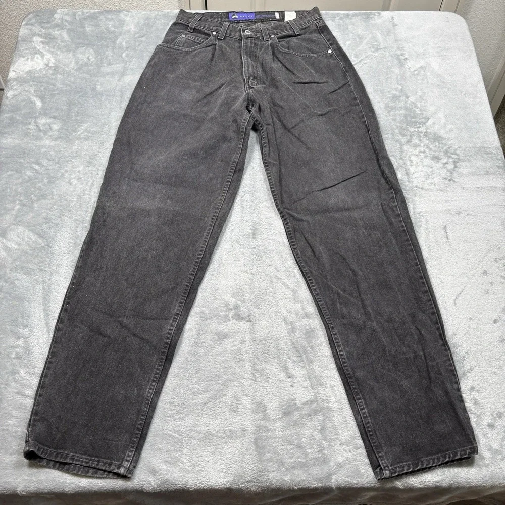 Vintage Levi's Silver Tab Baggy Jeans 90s Made In USA Black Wide Leg Denim 32x36